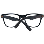 Ermenegildo Zegna Black Men Glasses Frame, trapezium style, full-rim black plastic frame with demo lenses, size 52-19-145, spring hinge.
