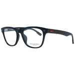 Ermenegildo Zegna Black Men Glasses Frame in black plastic full-rim, trapezium style with spring hinge, size 55-19-150.