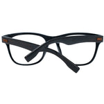 Ermenegildo Zegna Black Men Glasses Frame with black plastic trapezium full-rim design and spring hinge, size 55-19-150.