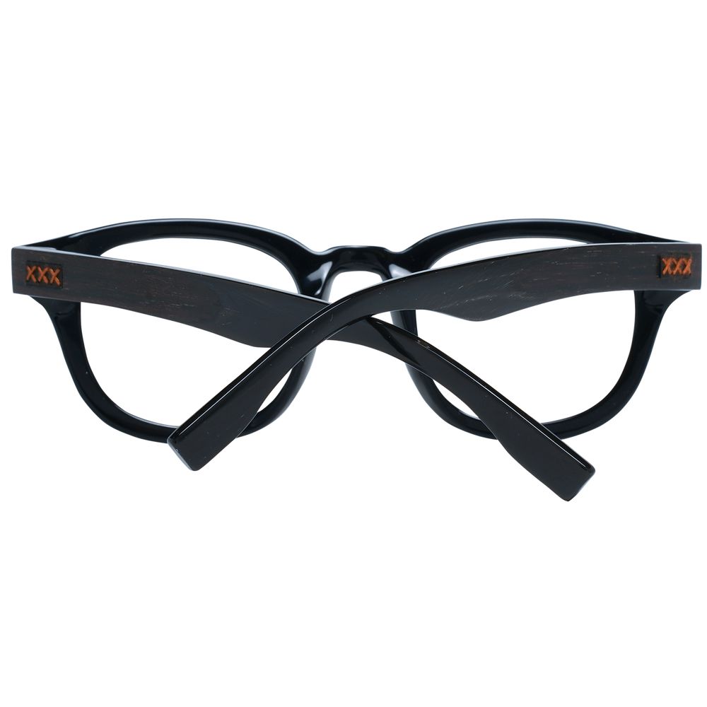 Ermenegildo Zegna Black Men Glasses Frame round full-rim design