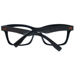 Ermenegildo Zegna Black Men Glasses Frame, full-rim black plastic, trapezium style, spring hinge. Size: 53-18-145.