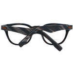 Black full-rim trapezium Ermenegildo Zegna Black Men Glasses Frame with demo lenses, plastic material, and spring hinge.