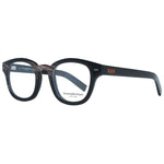 Ermenegildo Zegna Black Men Glasses Frame, square style with full-rim horn material, black color, demo lenses, and spring hinge, size 47-23-145.
