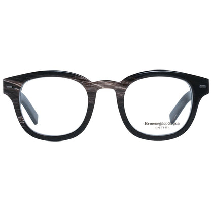 Ermenegildo Zegna Black Horn Glasses (Frames) in square style with full-rim horn black frame, demo lenses, spring hinge, branded case included.