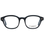 Ermenegildo Zegna Black Men Glasses Frame in full-rim round style with black horn material and demo lenses.