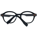 Ermenegildo Zegna Black Men Glasses Frame with full-rim horn material, round style, and black color; size 48-19-145.