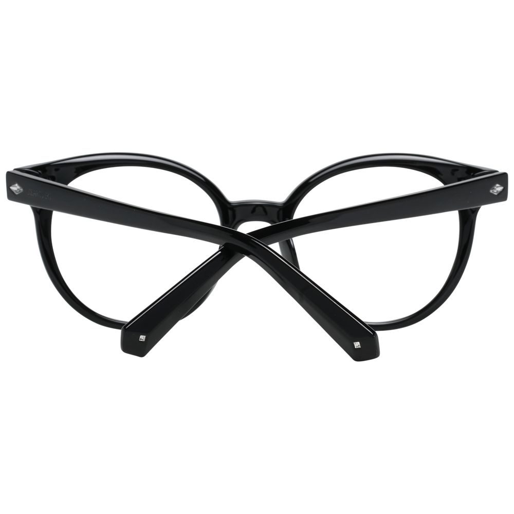 Swarovski Black Women Glasses Frame, full-rim black plastic frame, size 50-19-140, featuring spring hinge and branded case included.