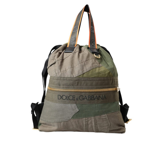 Dolce & Gabbana Military Green Patchwork Rucksack Backpack Bag BAG1479