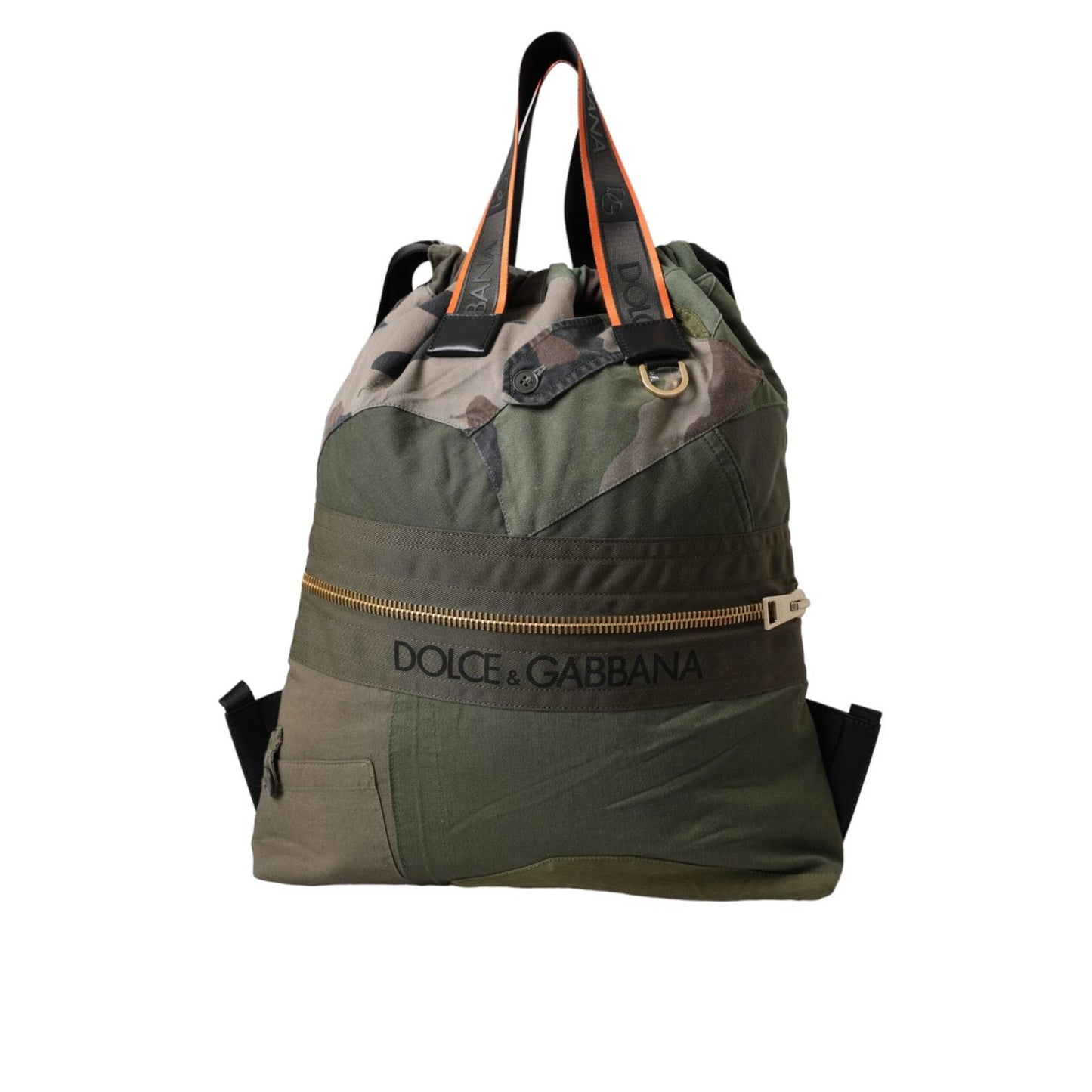Dolce & Gabbana Military Green Patchwork Rucksack Backpack Bag BAG1480