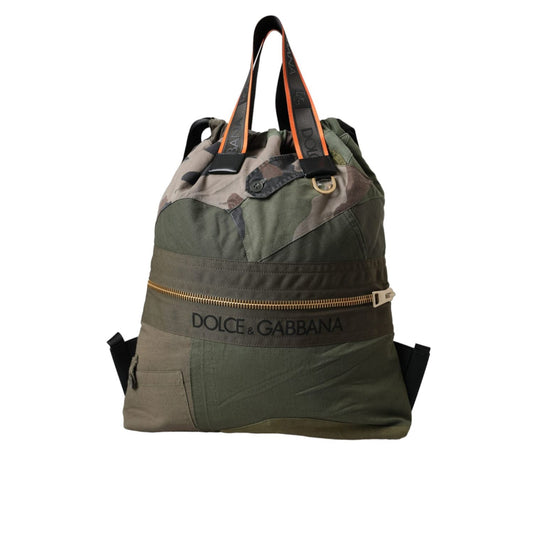 Dolce & Gabbana Military Green Patchwork Rucksack Backpack Bag BAG1480