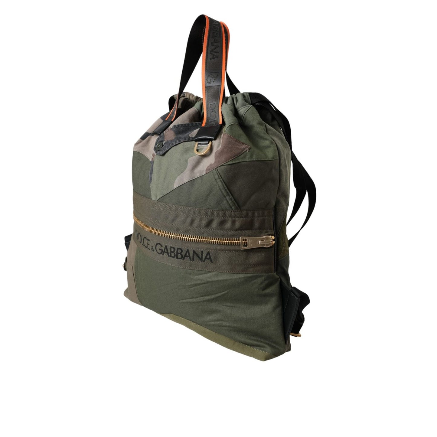 Dolce & Gabbana Military Green Patchwork Rucksack Backpack Bag BAG1480