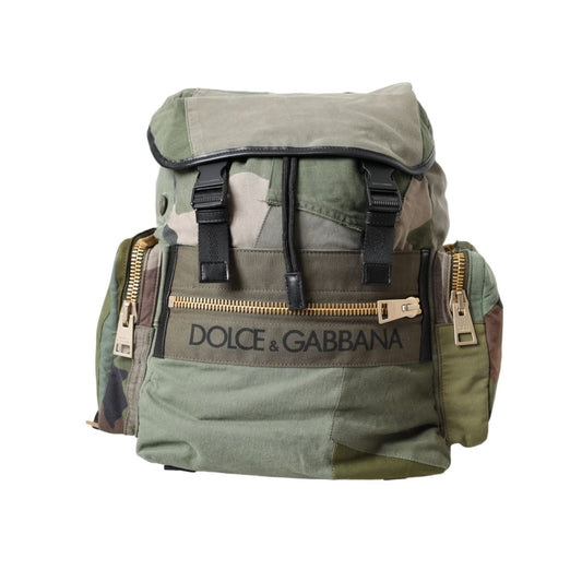 Dolce & Gabbana Military Green Patchwork Rucksack Backpack Bag BAG1482
