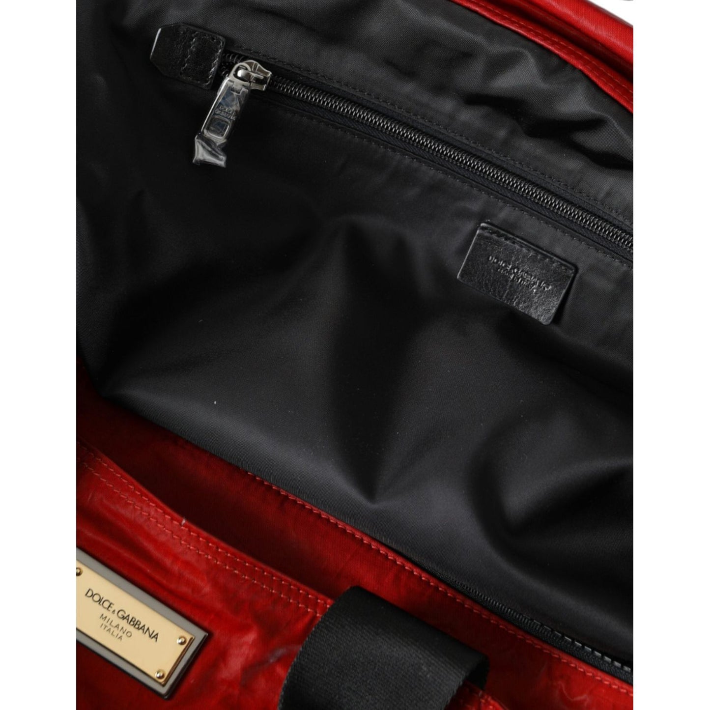 Dolce & Gabbana Red Nylon Calfskin Hand Shoulder Duffel Bag BAG1486