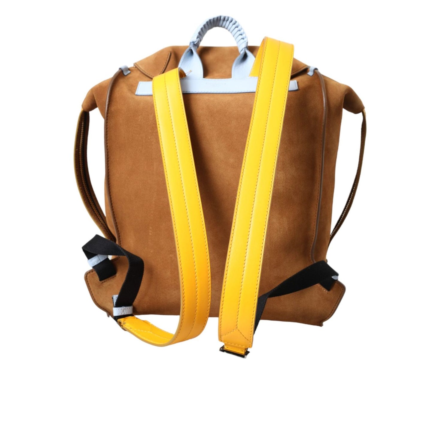 Dolce & Gabbana Brown Yellow Suede Leather Logo Backpack Bag BAG1487