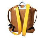 Dolce & Gabbana Brown Yellow Suede Leather Logo Backpack Bag BAG1487