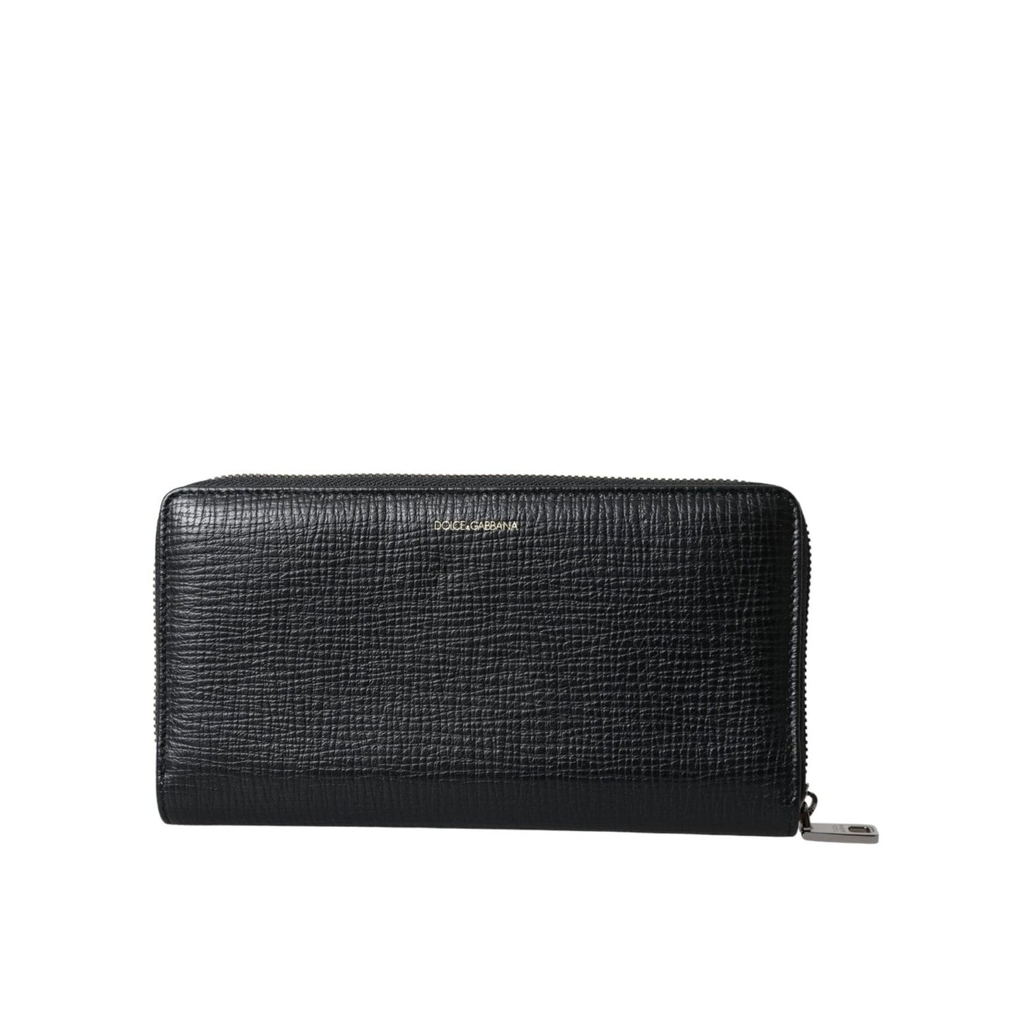 Dolce & Gabbana Black Leather Logo Patch Zip Around Continental Wallet BAG1511