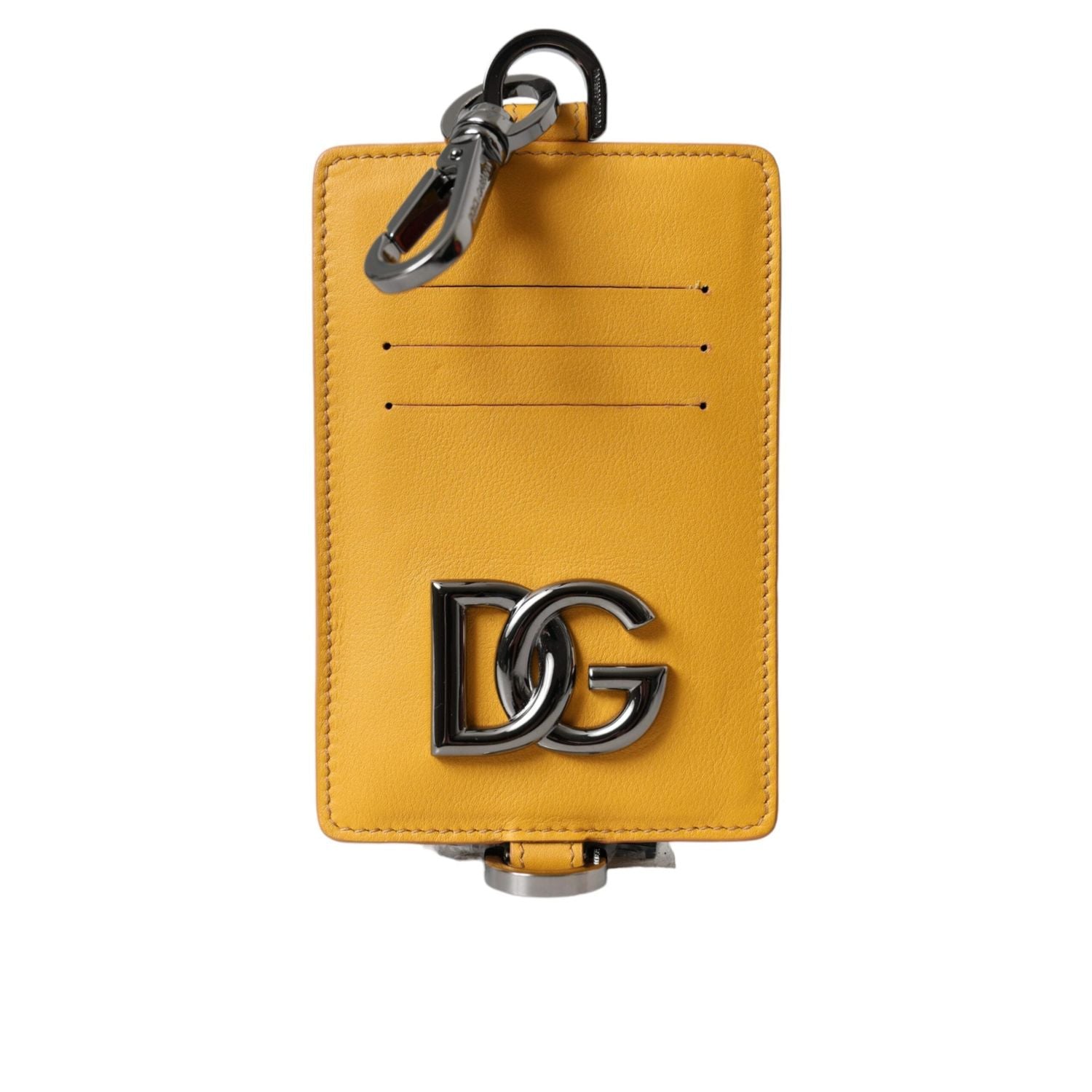 محفظة دولتشي آند غابانا ذات حامل بطاقات الائتمان من جلد العجل باللون البرتقالي
