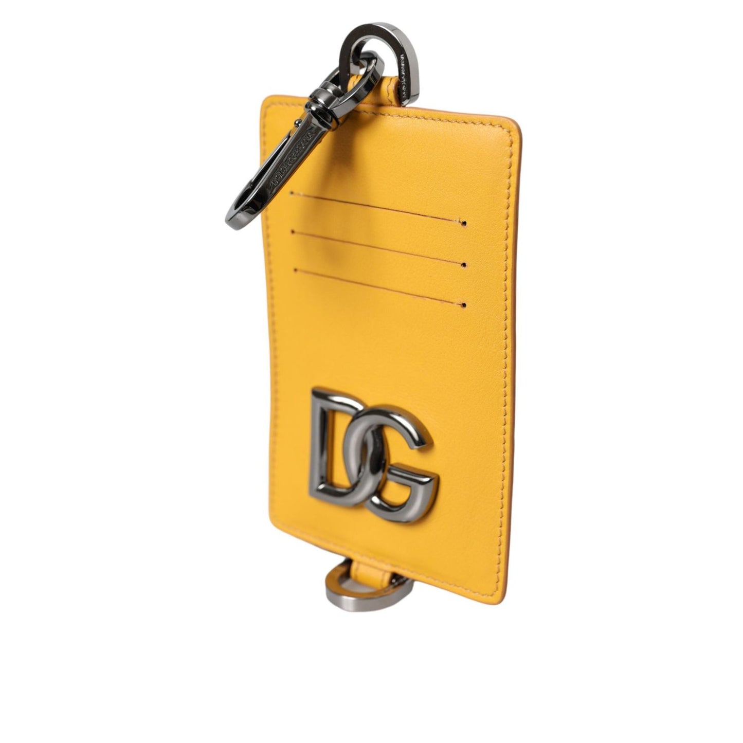 Dolce & Gabbana Orange Calf Leather Credit Card Holder Clip On Wallet SMY10328