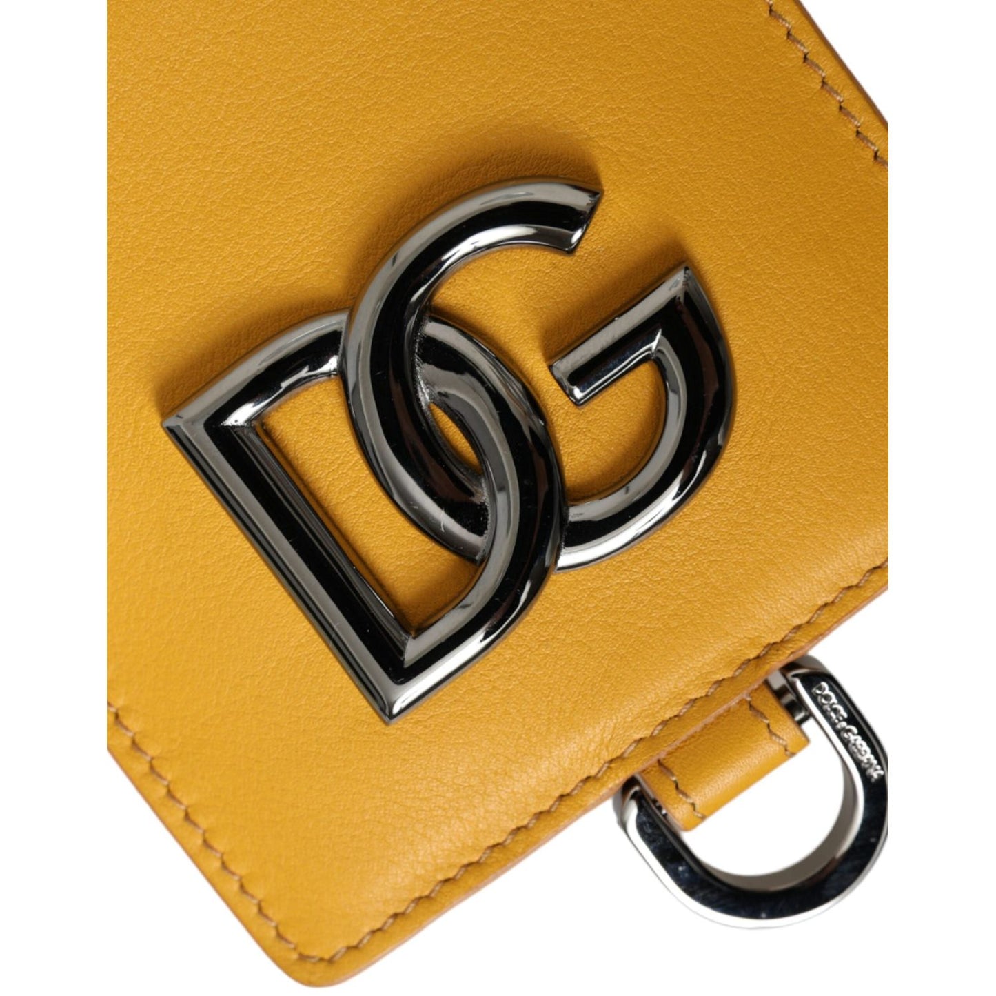 Dolce & Gabbana Orange Calf Leather Credit Card Holder Clip On Wallet SMY10328