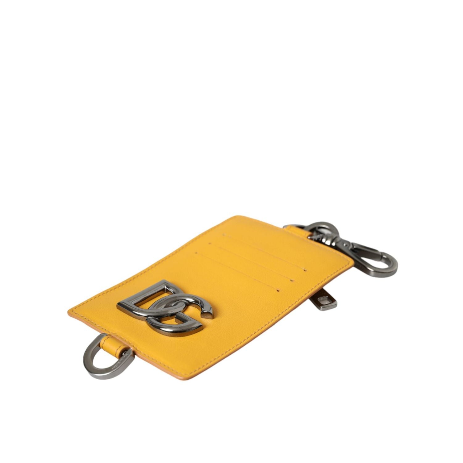 محفظة دولتشي آند غابانا ذات حامل بطاقات الائتمان من جلد العجل باللون البرتقالي