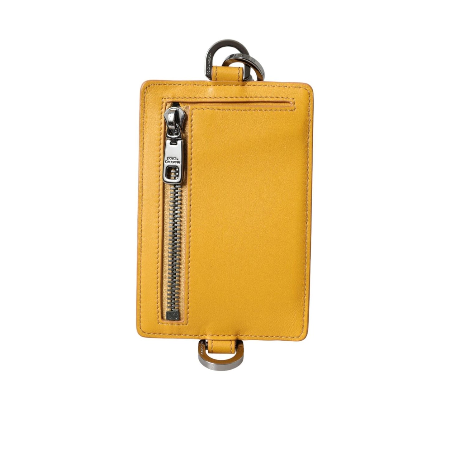 Dolce & Gabbana Orange Calf Leather Credit Card Holder Clip On Wallet SMY10328