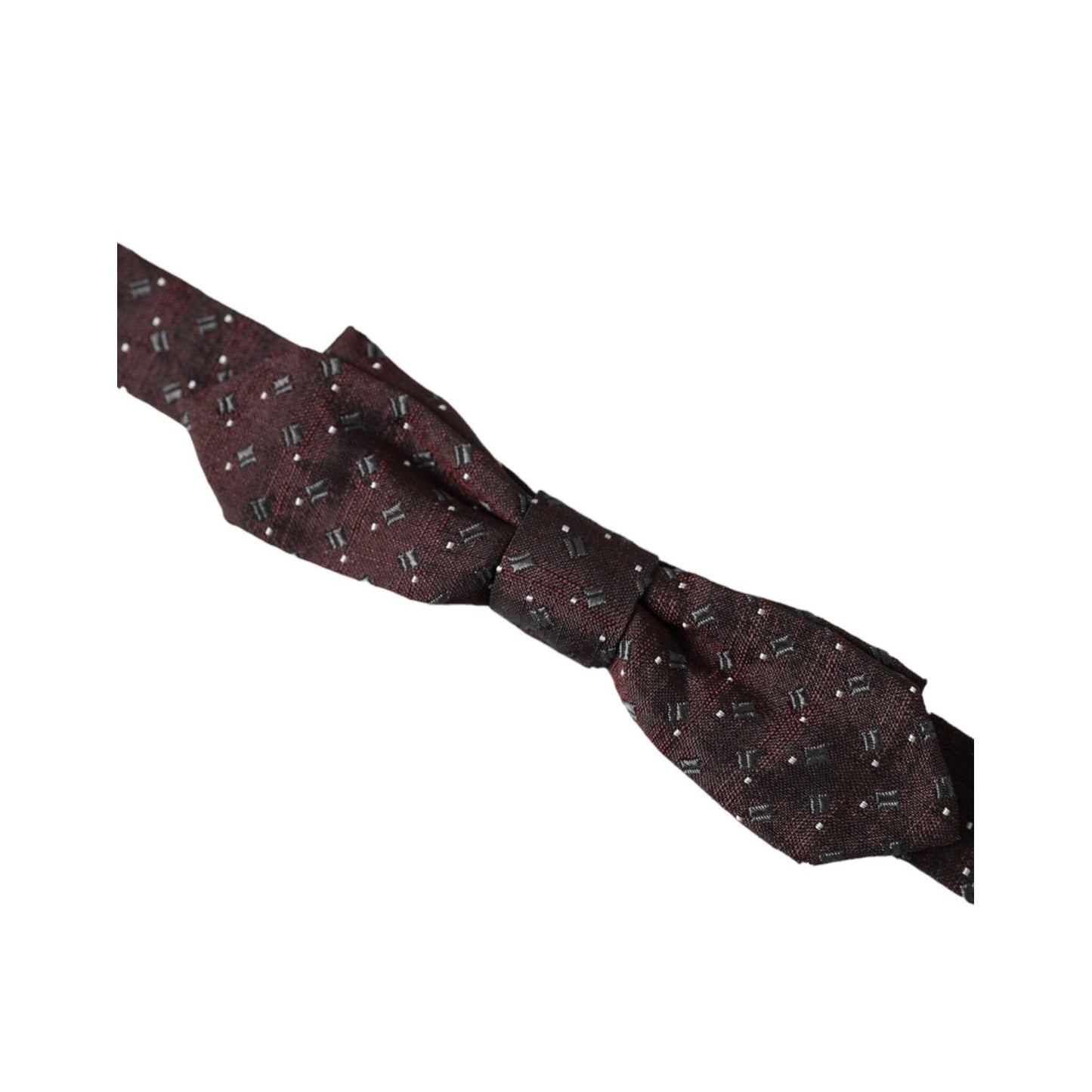 Dolce & Gabbana Maroon Silk Patterned Adjustable Neck Papillon Bow Tie FT3894