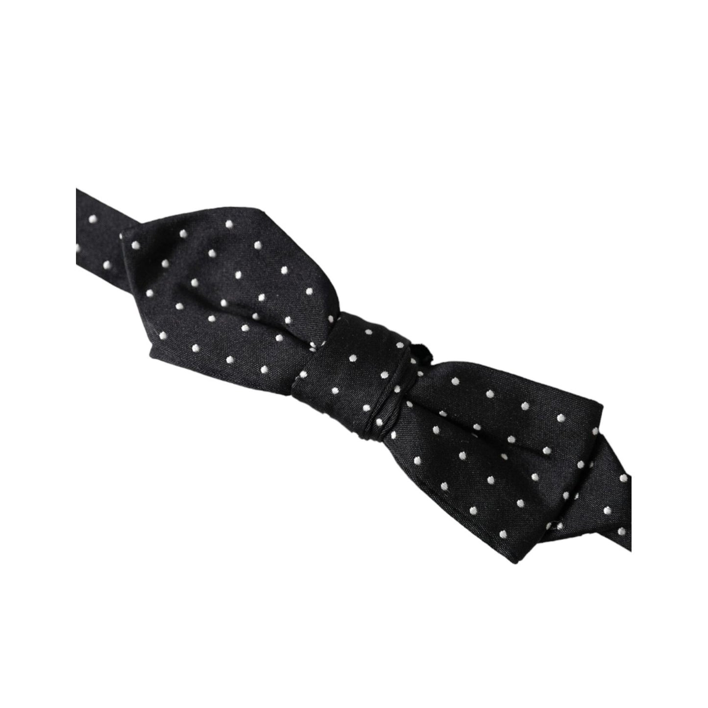 Dolce & Gabbana Black Silk Polka Dot Adjustable Neck Men Papillon Bow Tie FT3900