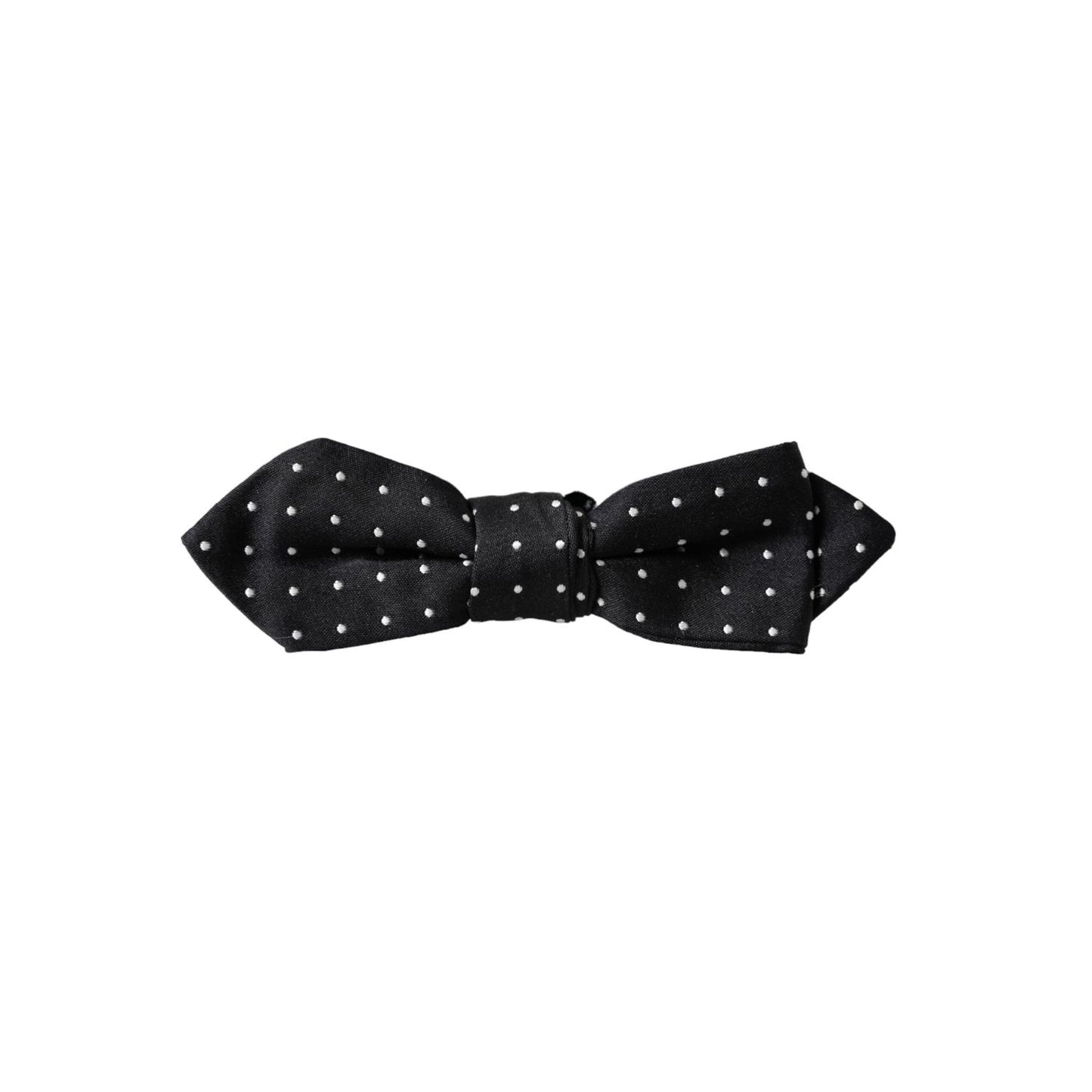Dolce & Gabbana Black Silk Polka Dot Adjustable Neck Men Papillon Bow Tie FT3900