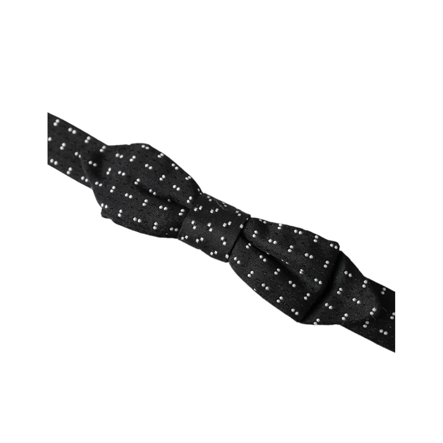 Dolce & Gabbana Black Silk Patterned Adjustable Neck Men Papillon Bow Tie FT3903