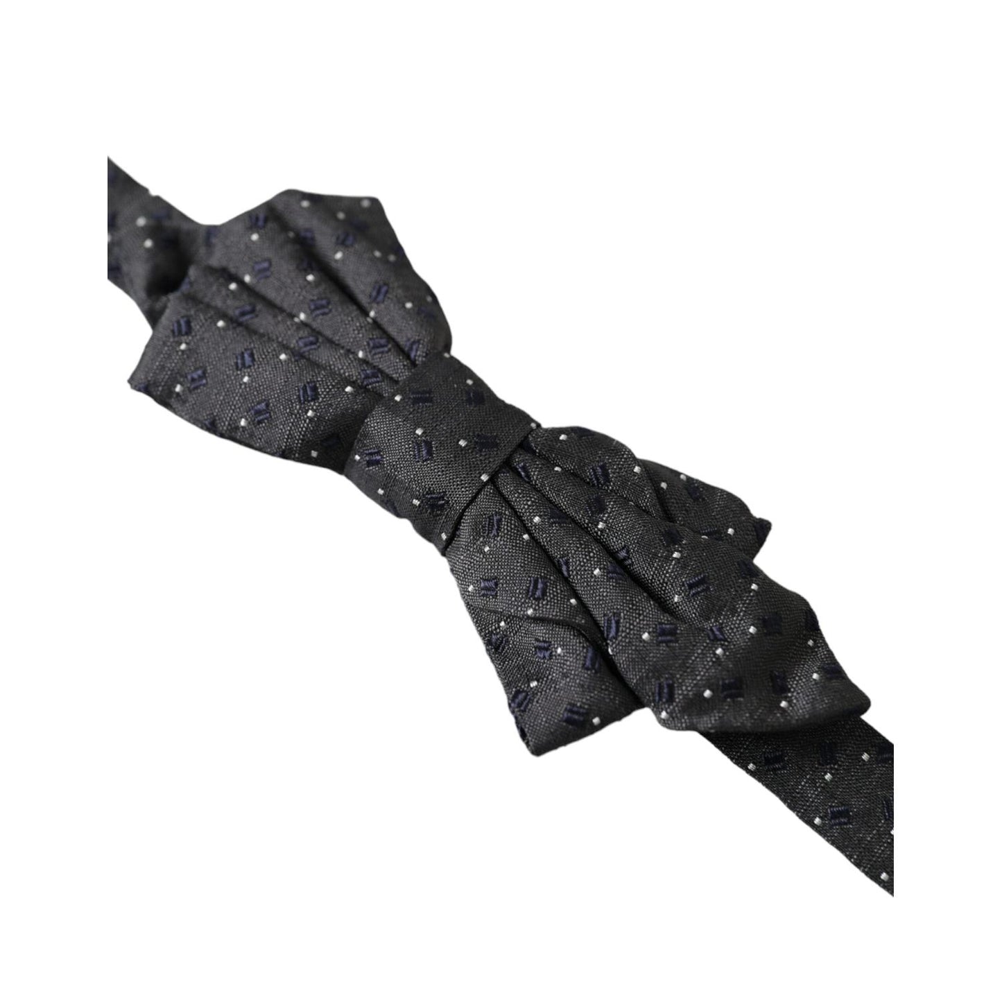 Dolce & Gabbana Black Silk Patterned Adjustable Neck Men Papillon Bow Tie FT3904