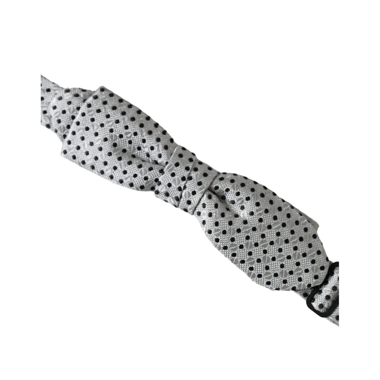 Dolce & Gabbana Gray Silk Polka Dot Adjustable Neck Men Papillon Bow Tie FT3907