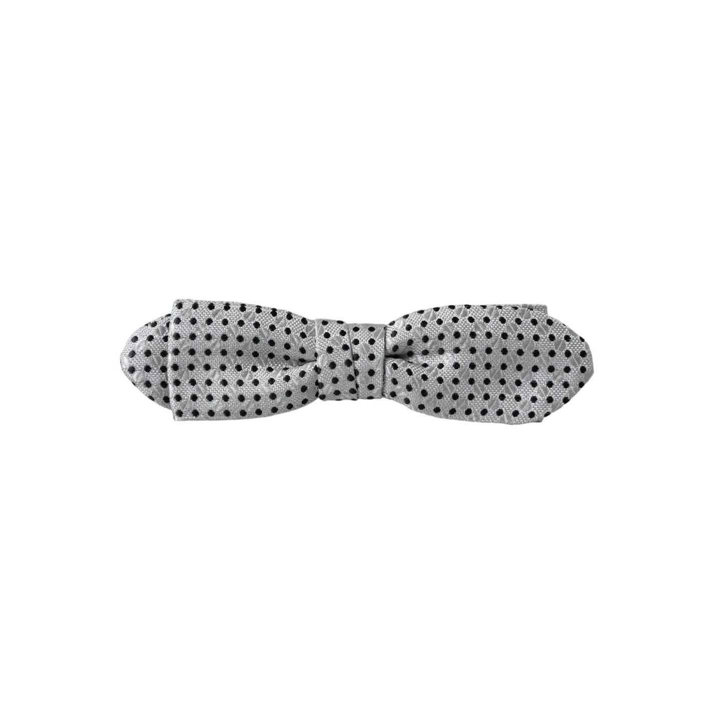 Dolce & Gabbana Gray Silk Polka Dot Adjustable Neck Men Papillon Bow Tie FT3907