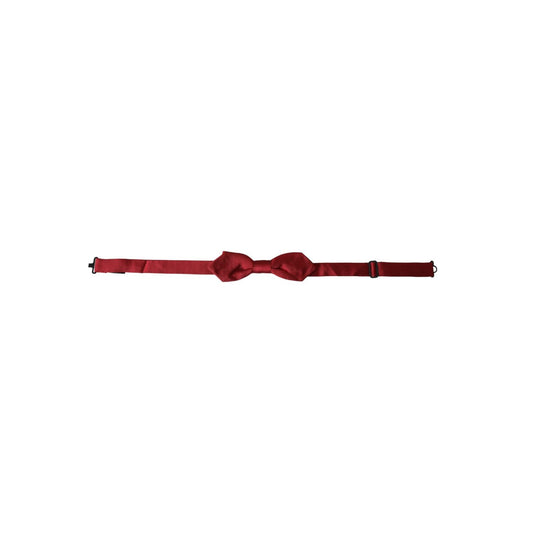 Dolce & Gabbana Red Silk Jacquard Adjustable Neck Men Bow Tie FT3916