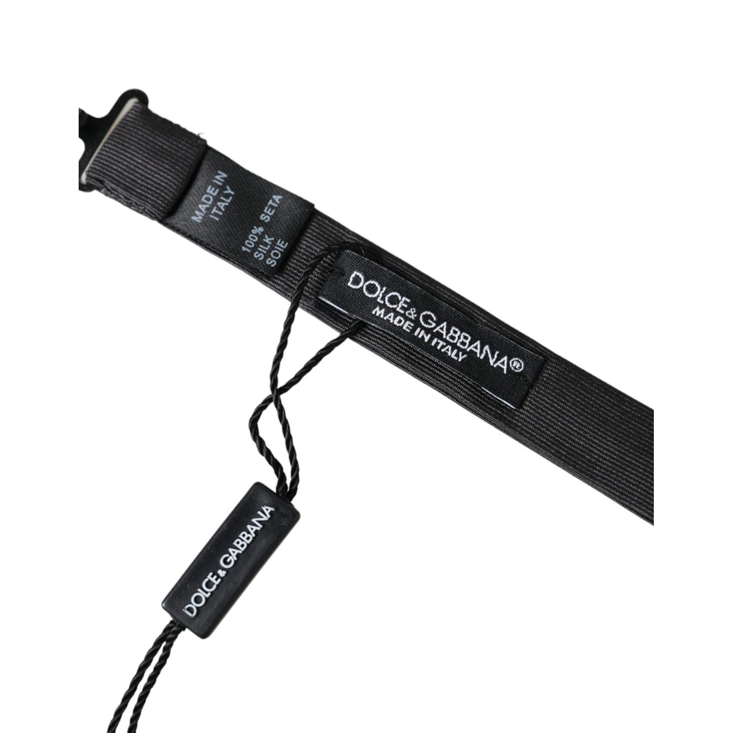 Dolce & Gabbana Black Silk Adjustable Neck Men Bow Tie FT3926