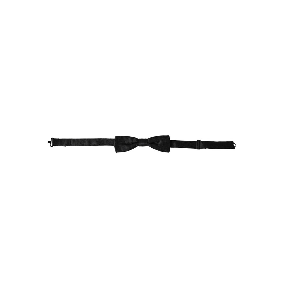 Dolce & Gabbana Black Silk Patterned Adjustable Neck Men Bow Tie FT3930
