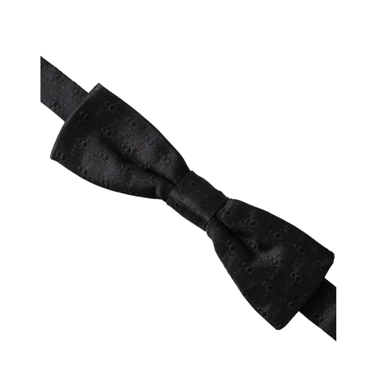Dolce & Gabbana Black Silk Patterned Adjustable Neck Men Bow Tie FT3930