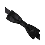 Dolce & Gabbana Black Silk Patterned Adjustable Neck Men Bow Tie FT3930