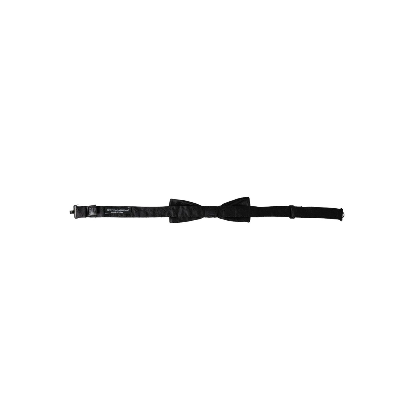 Dolce & Gabbana Black Silk Patterned Adjustable Neck Men Bow Tie FT3930