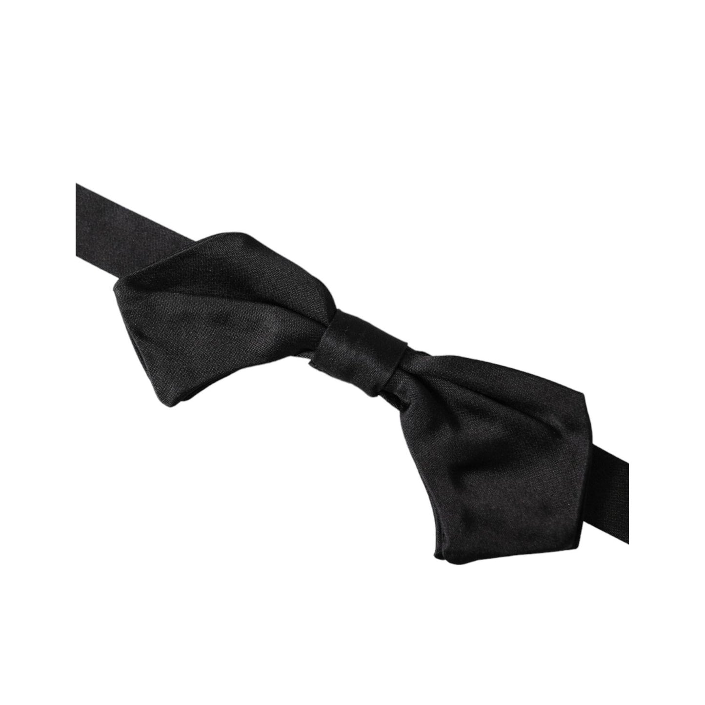 Dolce & Gabbana Black Satin Silk Adjustable Neck Men Bow Tie FT3934