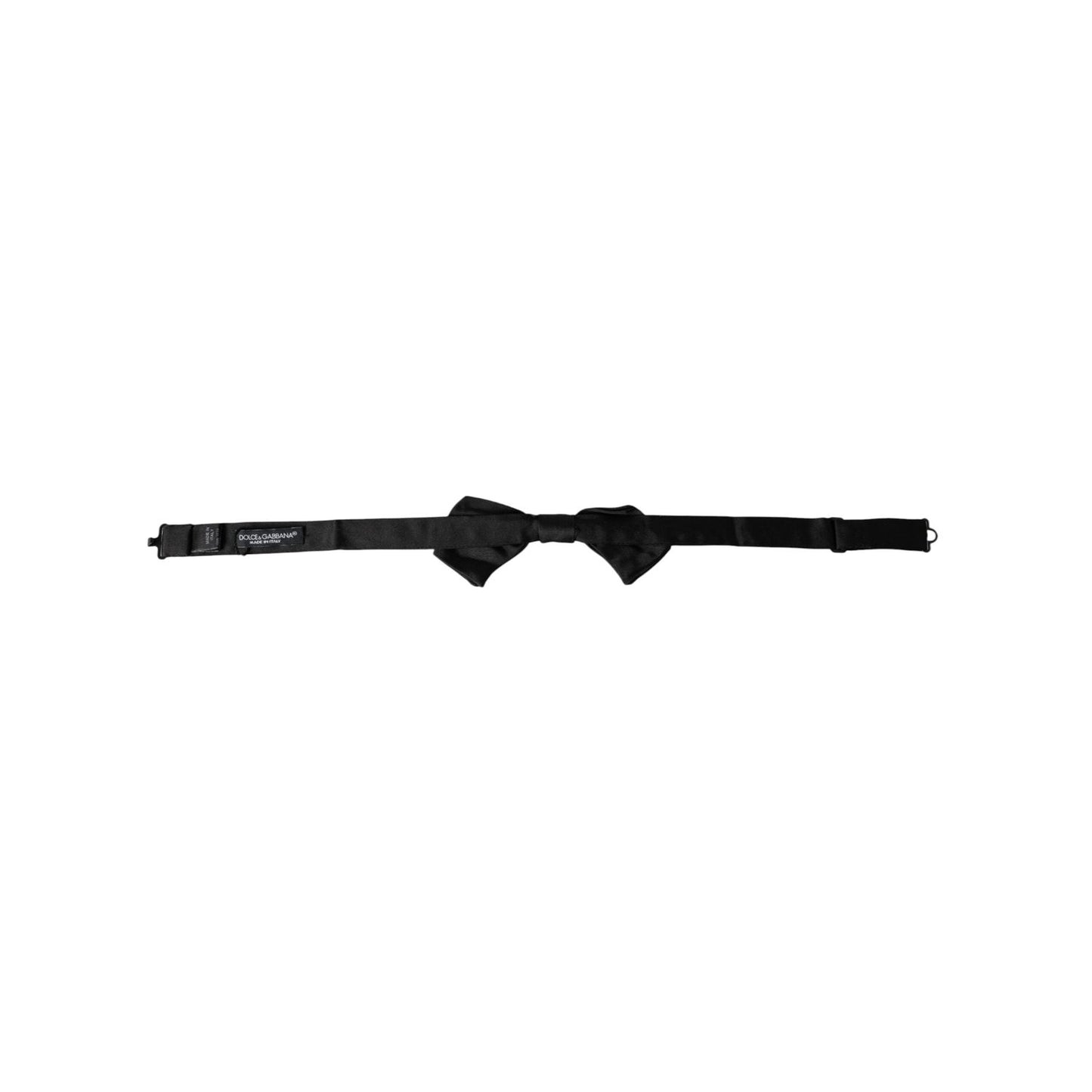 Dolce & Gabbana Black Satin Silk Adjustable Neck Men Bow Tie FT3934
