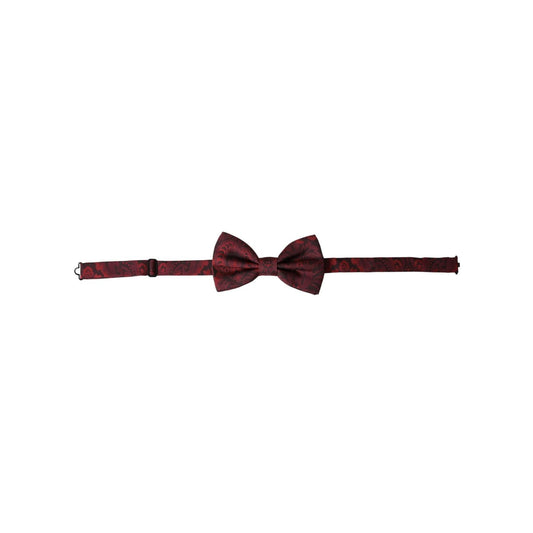 Dolce & Gabbana Red Silk Floral Adjustable Neck Men Bow Tie FT3938