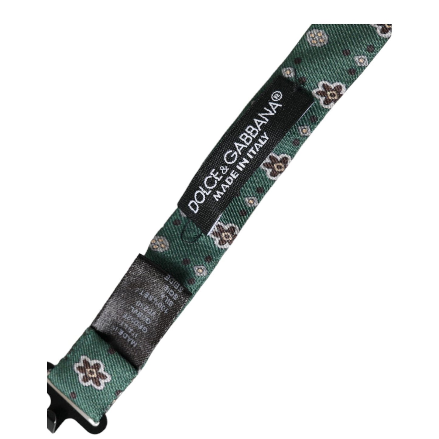 Dolce & Gabbana Mint Green Floral Adjustable Neck Men Bow Tie FT3940