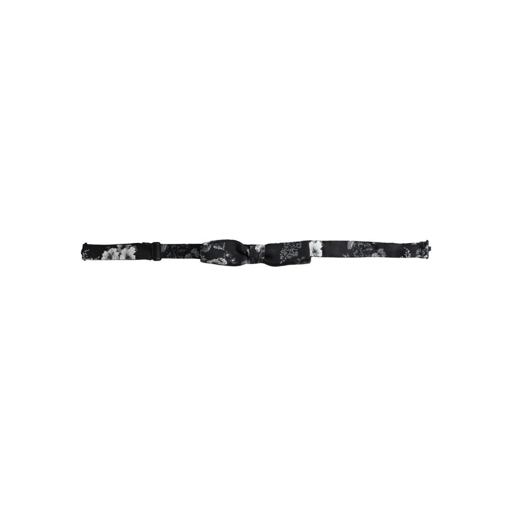 Dolce & Gabbana Black Floral Silk Adjustable Neck Men Bow Tie FT3942