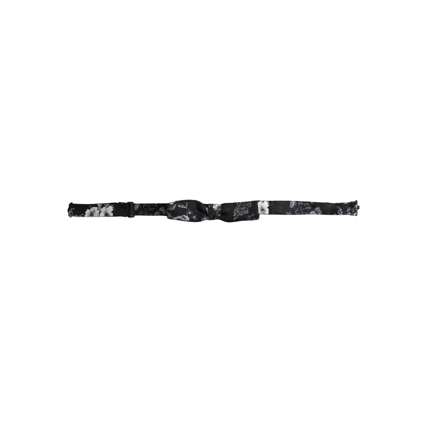 Dolce & Gabbana Black Floral Silk Adjustable Neck Men Bow Tie FT3942