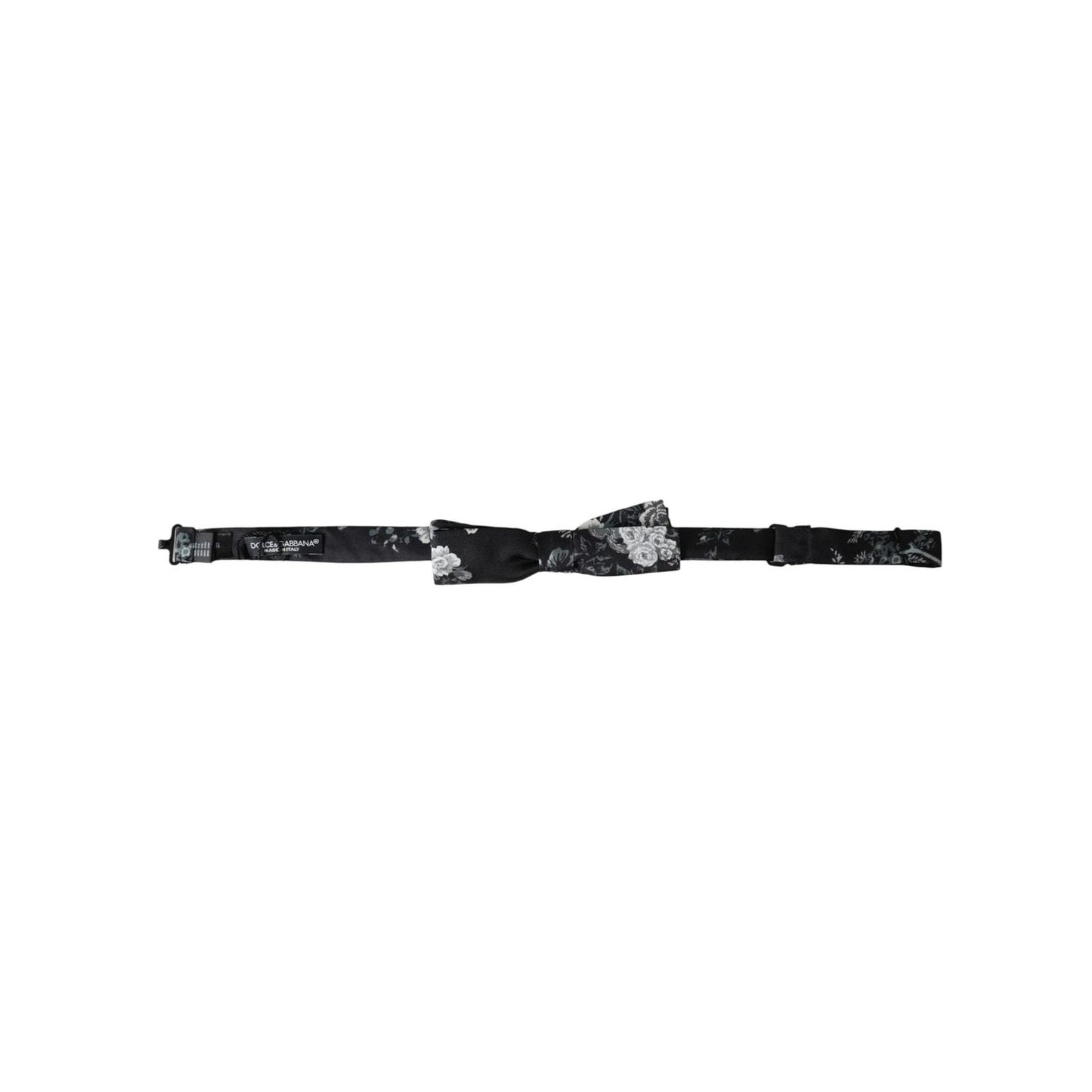 Dolce & Gabbana Black Floral Silk Adjustable Neck Men Bow Tie FT3942