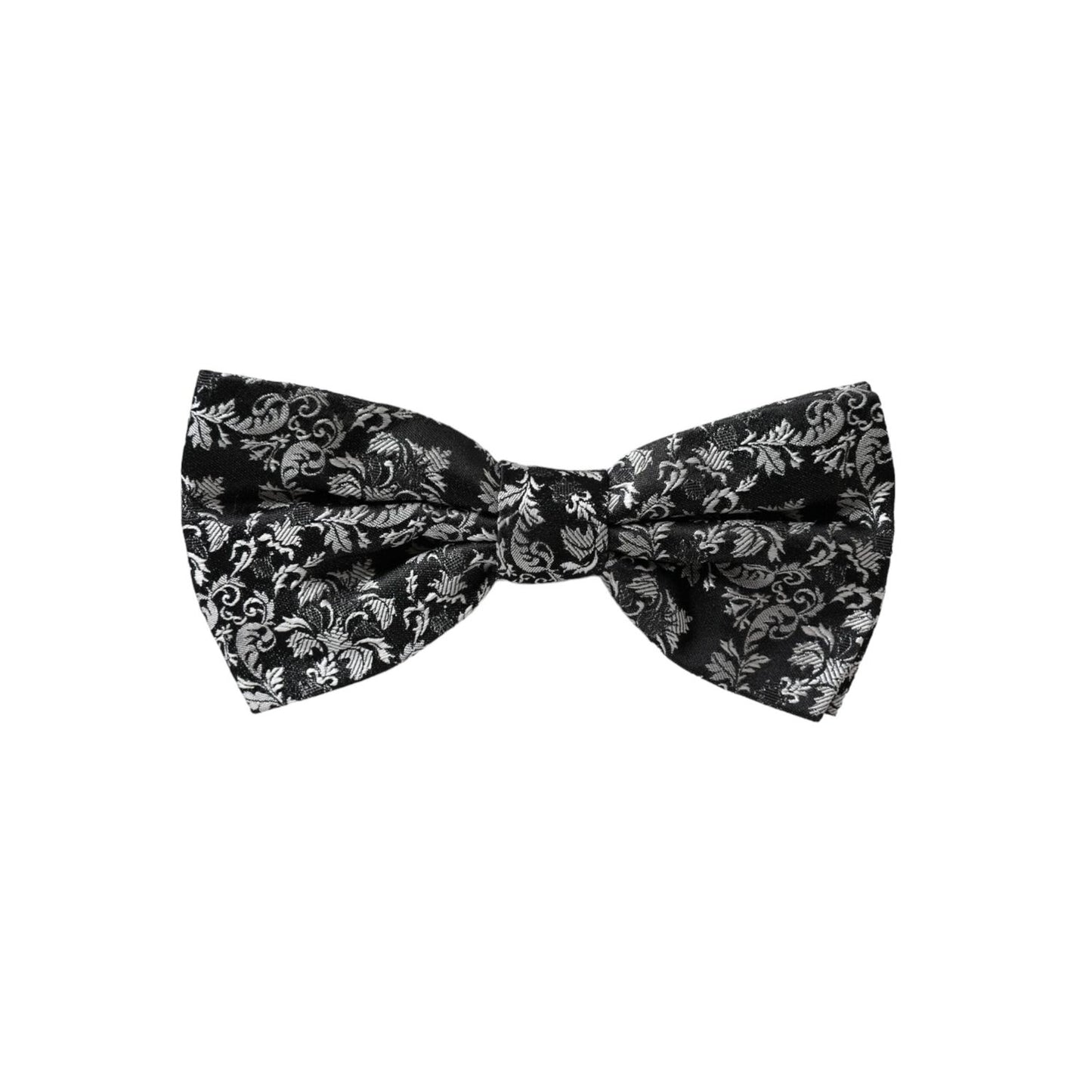 Dolce & Gabbana Black Floral Silk Adjustable Neck Men Bow Tie FT3943