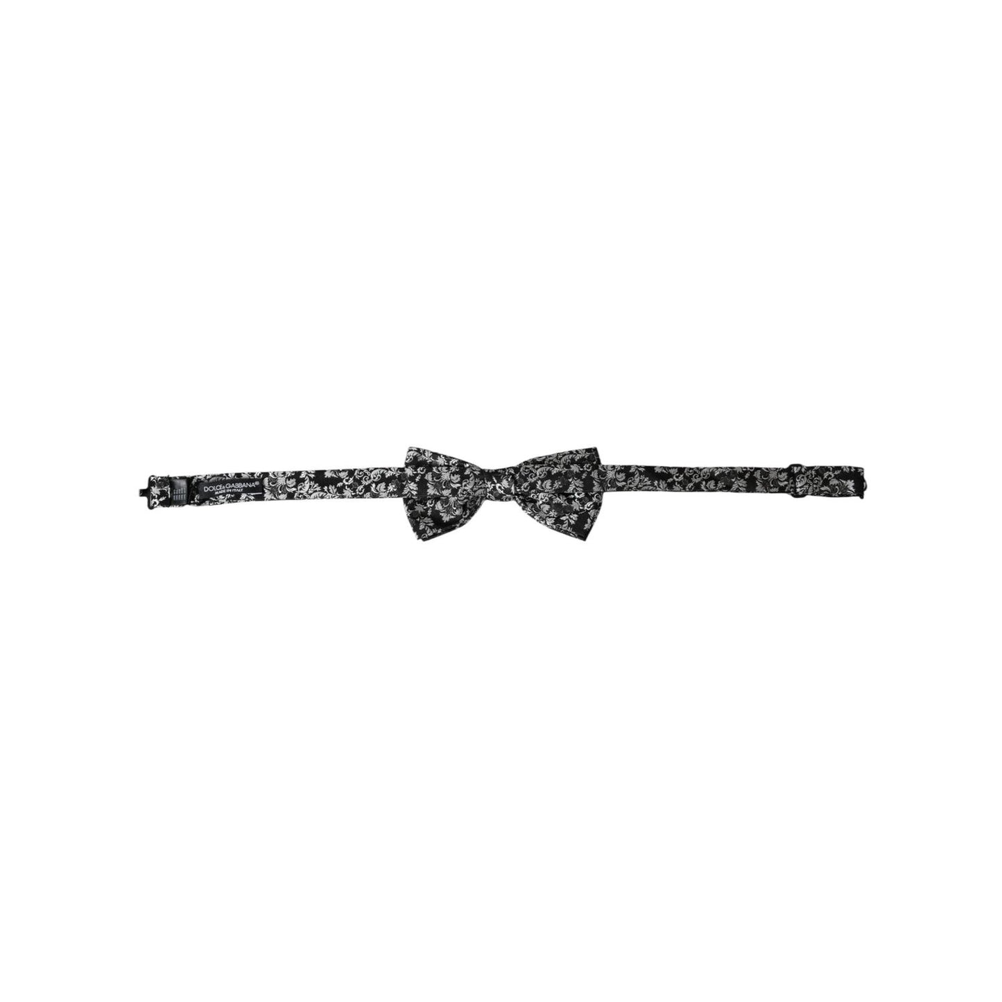 Dolce & Gabbana Black Floral Silk Adjustable Neck Men Bow Tie FT3943