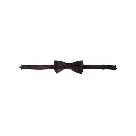 Dolce & Gabbana Red Black Floral Adjustable Neck Men Bow Tie FT3948