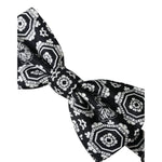 Dolce & Gabbana Black White Printed Adjustable Neck Men Bow Tie FT3958