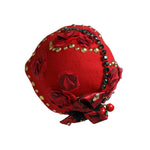 Dolce & Gabbana Red Crystal Gold Roses Brooch Embellished Hat HAT9631